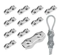 Duplex Clips Serre-Câbles 12 Pièces M5 Duplex Clips, 304 Serre Cable Acier 5mm Pinces Duplex pour Cable Acier 5mm,pour Cordes à Linge en Câble Métallique, Voiles De Soleil