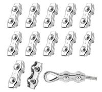 Duplex Clips Serre-Câbles M4 Serre Cable en Acier Inoxydable 304 Clips de Câble Métallique pour Ø 3mm Cable Acier, Clôtures de Jardin, Corde à Linge, Camping 12 Pièce