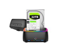 Duplicateur de disque dur Dual Bay USB 3.0 vers SATA I/II/III, station d'accueil externe HDD/SSD avec concentrateur USB et lecteur de carte SD/TF pour disques 2,5/3,5", prise en charge de plus de 20