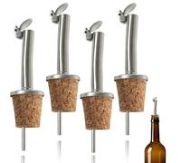 Dupoem Ensemble de 4 Verseurs en Acier Inoxydable, Ensemble de Becs Verseurs Réutilisables avec Couvercle, Adaptés aux Bouteilles d'Huile d'Olive, de Vinaigre de Vin, d'Alcools et de Vinaigre