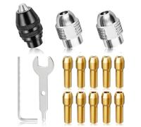 Dupoem Jeu de 15 Mandrins de Précision en laiton, Mandrins de Perçage en Métal Compatibles avec Dremel 0,8 mm à 3,2 mm de Remplacement 4486, Adaptés aux Outils Rotatifs Séries 4000/3000/8200 etc
