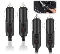 Dupoem Prise Allume-Cigare 12V/24V, Lot de 4 Adaptateurs USB Mâles pour Prises Allume-Cigare, avec Fusible de Sécurité et Voyant LED, Adaptés aux Voitures, Camping-Cars, Bateaux, Motos et Pompes à Air
