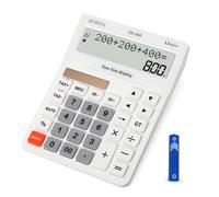 DUPOTA OA-608 Calculatrice de bureau grand écran avec écran LCD à 12 chiffres 2 lignes, double énergie solaire et batterie, calculatrice comptable avec fonction taxe et contrôle pour le bureau, la