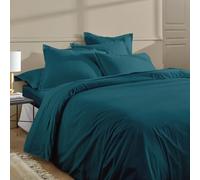 Duquennoy & Lepers - Parure de Lit 2 Personnes 260x240 CM et 2 Taies - Percale 80 Fils 100% Coton Qualité Hôtel - Housse de Couette Très Grand Lit Finition Rabat - Oeko-TEX® Made in Green - Emeraude