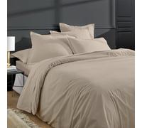 Duquennoy & Lepers - Parure de Lit 2 Personnes 260x240 CM et 2 Taies - Percale 80 Fils 100% Coton Qualité Hôtel - Housse de Couette Très Grand Lit Finition Rabat - Oeko-TEX® Made in Green - Uni Lin