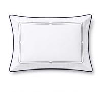 Duquennoy & Lepers - Taie d'oreiller 50x70 CM - Percale de Coton 80 Fils - Qualité Hôtel - Volant Plat 5 cm avec Biais - Imprimé Géométrique Bleu Marine - Certifiée Made in Green