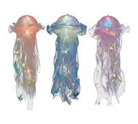 Duqulle 3PCS Lampe De Méduse Suspendue, Lustre Créatif De Méduse Lampe De Méduse Fantaisie LED, Lampe De Mode Suspendue De Méduse Rougeoyante, Lanterne De Méduse Rougeoyante