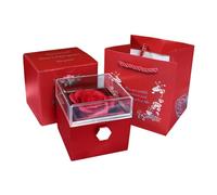 Duqulle Boîte À Bijoux De Préservée, Boîte-Cadeau De Bijoux De Rose Rouge pour Toujours, Boîte À Bijoux Inversée Romantique, Confession Rose Éternelle Cadeaux De Saint-Valentin