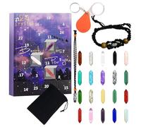 Duqulle Calendrier de l'Avent 2023, Calendrier de l'Avent 24 Pièces en de Guériso-n, Calendrier de l'Avent Cristaux et Pierres Precieuse, Cadeaux de Noël Scientifique pour Filles, Garçons