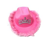 Duqulle Chapeau De Cowboy Rose pour Femmes, Couronne Brillante À Paillettes, Chapeau De Cow-Girl Pelucheux Rétro, Chapeau De Cow-Girl Non Tissé, Habillage De Jeu De Rôle, Accessoire De Fête Cosplay