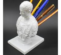 Duqulle Porte-stylo de bureau Julius Caesar | Ides of March Pot à crayons | Statue de César en résine | Organisateurs de bureau créatifs Porte-marqueurs Accessoires de bureau