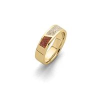 DUR Bague duo en argent sterling 925 plaqué or avec ambre et sable de plage agrémenté de couleur argent/beige/marron, taille 54, R5999.54