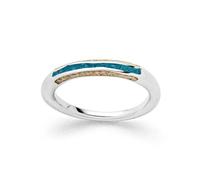 DUR Bague ondulée en argent sterling 925 avec cyanite et sable de plage raffiné, couleur argent/bleu/beige, taille 56 R5984.56