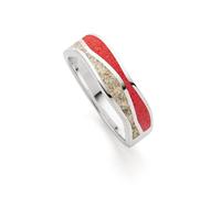 DUR Bague vague en argent sterling 925 avec corail mosaïque et sable de plage raffiné dans la couleur argent/rouge/beige, taille : 56, R5852.56