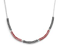 DUR - Bijoux Femme Chaîne Jeu de Vagues avec Sable de Lave & Corail - Argent 925 Rhodié - Fait Main - 42 cm + 3 cm d'Extension - Collier Marin K2920, Länge: 450 mm, Breite: 4mm, corail, argent 925