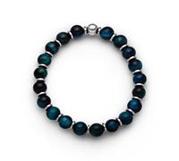 DUR Bracelet Oeil de Tigre Bleu Hématite et Argent 925 - Design Haute Qualité avec Pierres Naturelles Dimensions 6mm x 160mm - A1608.16, 6 mm x 160 mm, Argent sterling, œil de tigre