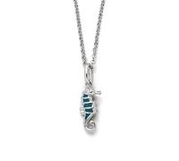 DUR K2718 Collier hippocampe en argent sterling 925 orné de sable de pierre de cyanite Bleu/argenté 42 cm, 42 cm, Argent sterling, sable de pierre