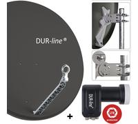 DUR-line 4 Abonné Système de Satellite Select 85/90 Alu Satantenne Grise + Quad