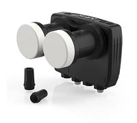 DUR-line 6° Monoblock Twin LNB - Astra 19,2° E + Hotbird 13° E - 2 récepteurs & 2 satellites (MB6-QS) - Double LNC avec DiSEqC intégré - Full HD, 4K, 8K, 3D - Résistant aux intempéries MB6-TW