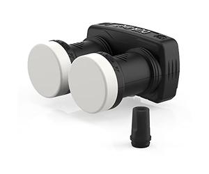 DUR-line LNB monobloc 6° - Astra 19,2° E + Hotbird 13° 1 participant & 2 satellites (MB6-QS) Double LNC avec DiSEqC intégré Full HD, 4K, 8K, 3D Résistant aux intempéries blindage mobile, (MB6-US)