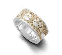 DUR Lucky Dog R466452 Bague pour femme en argent sterling et sable de plage de couleur sable argenté Taille 52, Argent sterling