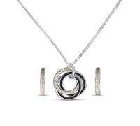 DUR Marina P3135 O4958 O4957 K2351 Parure de bijoux pour femme en argent sterling 925 avec pendentif Marina Sable de lave et chaîne gourmette plate 45 cm et créole Marina, Argent sterling, sable fin