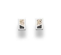 DUR O5404 Boucles d'oreilles duo en argent sterling 925 avec sable de pierre et sable de lave - 10 x 6,5 mm, 10x 6,5 mm, Argent, Pas de gemme