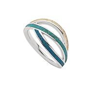 DUR Ocean Stream R5855 Bague en argent 925/rhodié Motif sable de plage et sable bleu, Argent, Aucune pierre précieuse