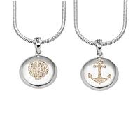 DUR Pendentif ancre/coquillage ellipse, sable de plage, argent 925/rhodié (P4134), portable des deux côtés, Breite: 15 mm, Argent sterling, Pas de gemme