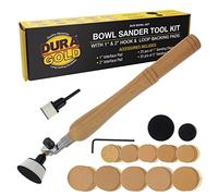 Dura-Gold Kit d'outils de ponceuse à bol avec coussinets auto-agrippants de 2,5 cm et 5,1 cm, 50 disques de ponçage - Tête à double roulement, poignée en bois dur, mandrin de 6,35 cm - Papier abrasif