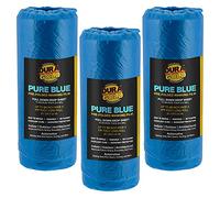 Dura-Gold Lot de 3 rouleaux de film prépliés bleu pur de 61 cm de large x 450 cm de long - Film de protection en plastique pouvant être peint, feuille de descente vers le bas, peinture automobile, tissu pour murs et meubles
