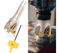 Duraaamo Fraise à bout indexable à tige R8 de 5,1 cm de diamètre par 16,5 cm Oal - Fraise à haute vitesse à 90 degrés avec 5 inserts en carbure Aptk1604 - Outils industriels