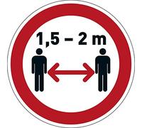 Durable 104103 Pictogramme Au Sol " Gardez Vos Distances 1, 5-2M", Non Permanent, Ø 43 cm, Rouge - Blanc