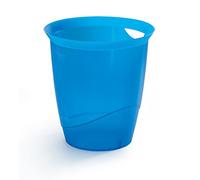 Durable 1701710540 Trend Corbeille à Papier Bureau Poignées Intégrées Plastique Bleu Translucide 16 Litres Hauteur 33cm