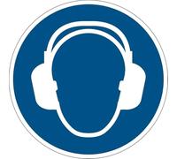 Durable 172906 Pictogramme de Marquage au Sol Casque Protection Auditive Obligatoire Adhésif et Antidérapant Diamètre 43cm Bleu/Blanc - Vendu à l'unité