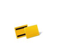 DURABLE - Porte étiquette - Porte étiquette magnétique - Pochette porte-étiquette - Pour surfaces métalliques - Format A5 paysage - 148 x 105 mm - Jaune - Boîte de 50 pièces - 175604