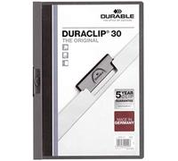 Durable 220057 Duraclip Chemise de Présentation à Clip Métal A4 /30 feuilles Couverture Transparente Dos Opaque Gris Anthracite