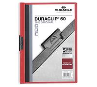 Durable 220903 Duraclip Chemise de Présentation à Clip Métal A4 6 mm/60 feuilles Rouge Lot de 25