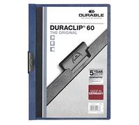 Durable 220907 Duraclip 60 Lot de 25 Pochettes A4 à Clip 6 mm pour 1-60 Feuilles Bleu Foncé
