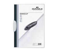 Durable Chemise à clip Swingclip 226002 – PP A4, jusqu'à 30 feuilles, blanc, paquet de 25