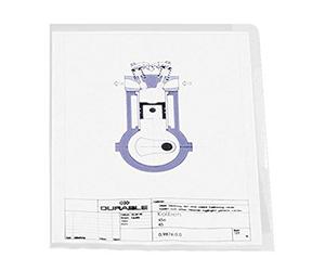 Durable 233419 Pochette Coin pour Document Format A4 - Polypro grainé - épaisseur 0,12mm - Transparent - Sachet de 10