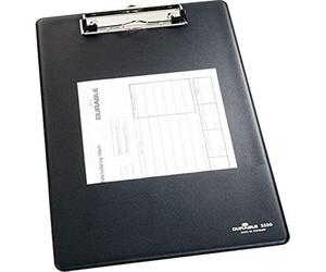 Durable 235001 Plaque Porte - Bloc avec Pinc - pour Bloc Format A4 - avec Pochette de Tenue de Bloc Coloris Noir Lot de 5