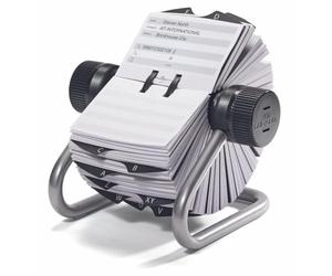 Durable 248223 Fichier Rotatif Telindex Répertoire pour 500 Fiches Pré-imprimées avec Index 25 Touches Argent Métallisé