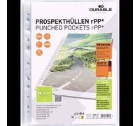 Durable 268519 - Pochette de protection A4 verticale 80µ en polypropylène recyclé à 95% minimum, perforation universelle pour classeur