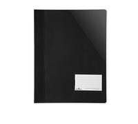Durable 269001 Lot de 25 chemises à Lamelles Format A4+ avec Porte-étiquette Couverture Transparente Dos Opaque Noir