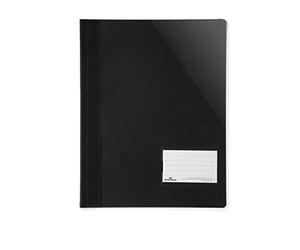 Durable 269001 Lot de 25 chemises à Lamelles Format A4+ avec Porte-étiquette Couverture Transparente Dos Opaque Noir