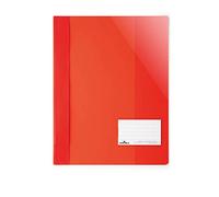 Durable 269003 Lot de 25 chemises à Lamelles Format A4+ avec Porte-étiquette Couverture Transparente Dos Opaque Rouge