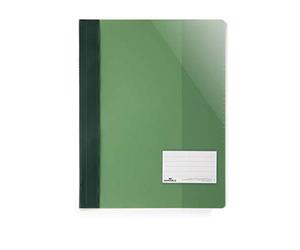 Durable 269005 Lot de 25 Chemises à Lamelles Format A4+ avec Porte-Étiquette Couverture Transparente Dos Opaque Vert