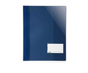 Durable 269007 Lot de 25 chemises à Lamelles Format A4+ avec Porte-étiquette Couverture Transparente Dos Opaque Bleu foncé