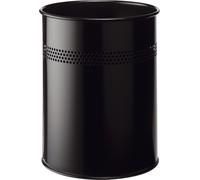 Durable 3300 01 Corbeille à papier ronde en métal 15 litres, P 30 mm, noir
